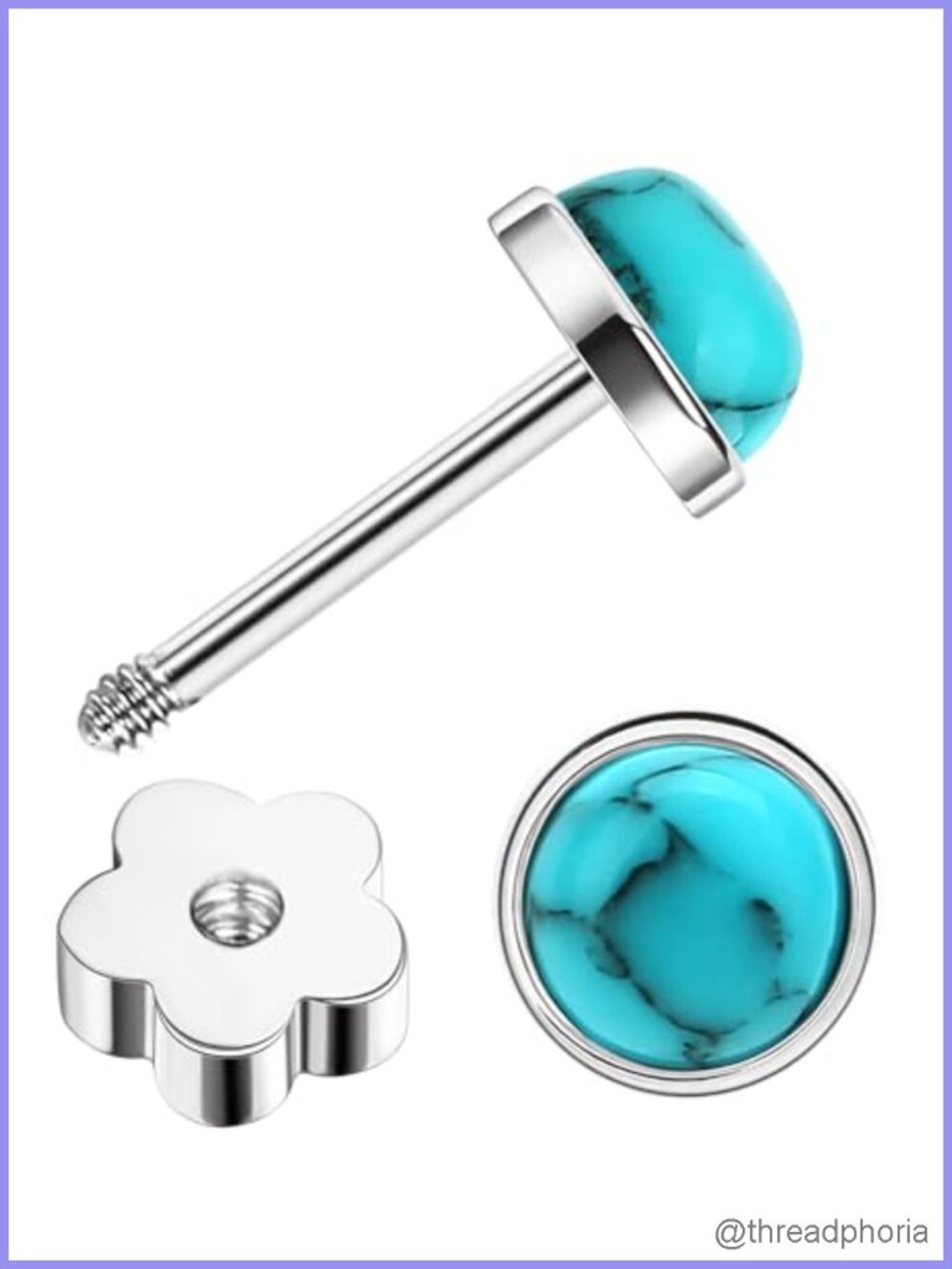 Titanium Handmade Turquoise Stud Earrings Hypoallergenic Flat Back Nap Earrings